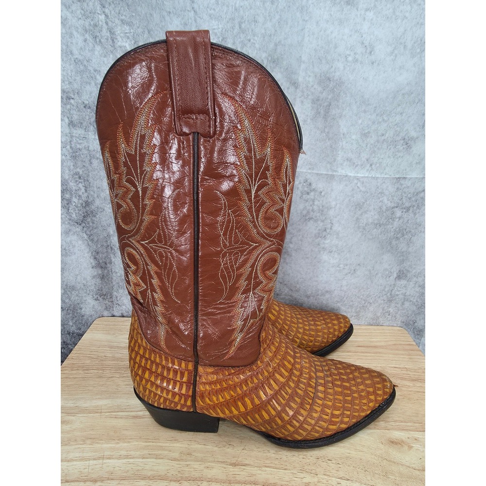 Rebelde Cowboy Boots Men 26.5 US 8.5 Brown Teju Lizard Leather Western Rodeo